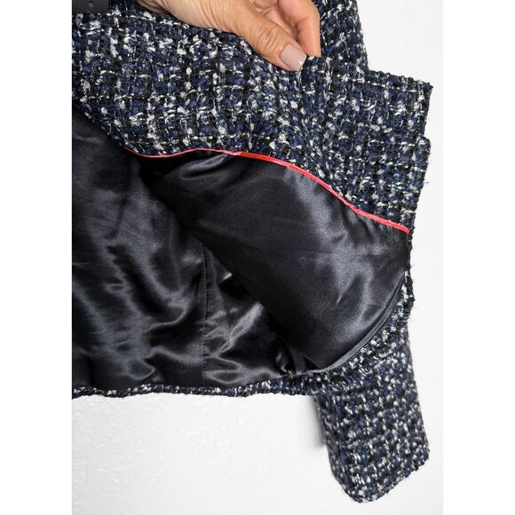 J.Crew Women's Sparkling Blue Midnight Tweed Cropped Jacket Hook Eye Closure 10 - Picture 8 of 11